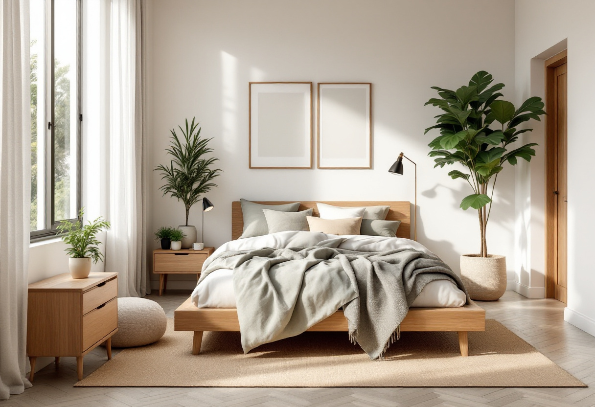 Dormitorio de una vivienda obtenida de un local comercial en Zaragoza